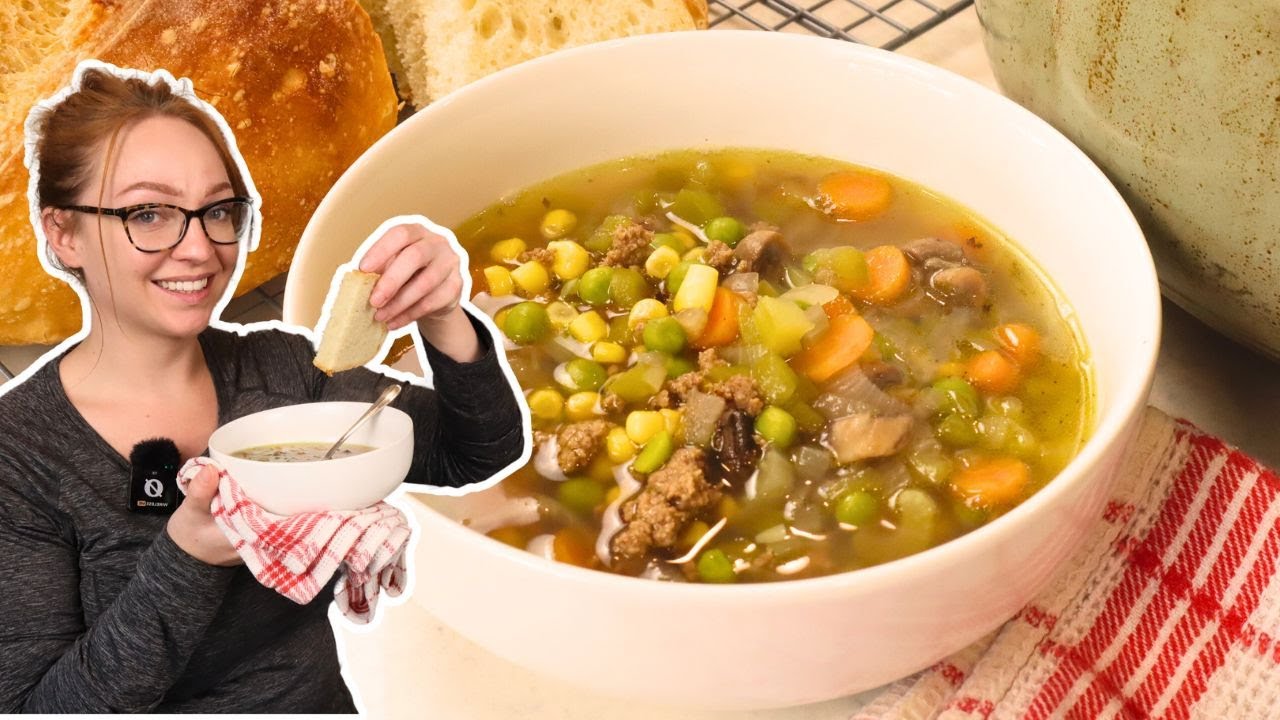 Hamburger Vegetable Soup from Grandma's Wartime Kitchen - Pantry Vault