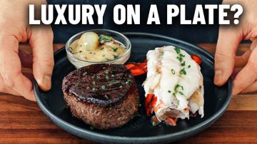 Surf and Turf with Garlic Cream Sauce