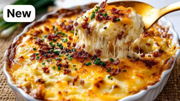 Twice Baked Potato Casserole with Cheese and Bacon