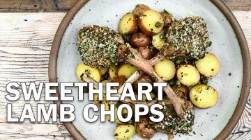Valentine's Lamb Chops with Smashed Baby Spuds