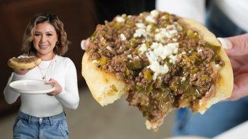 Fried Bread with Ground Beef Chile Verde
