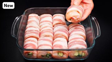 Bacon-Wrapped Chicken Rolls with Creamy Mushroom Sauce