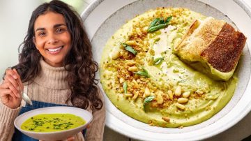 Creamy Broccoli Soup With Nutty Crumbles