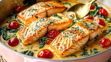 Healthy and Delicious Salmon with Creamy Garlic Sauce