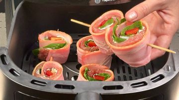 Air Fryer Pork Tenderloin with Cheese and Veggies