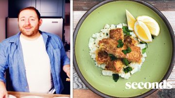 Cheddar Salmon Fish Fingers and Celery Mash