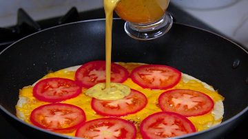 When I Have A Tortilla, Eggs, Juicy Tomatoes, & Melted Cheese! I Make The Delicious Breakfast!
