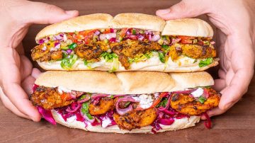 Grilled Chicken Sandwiches with Pickled Cabbage and Herby Salad