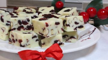 White Chocolate Cranberry Almond Fudge