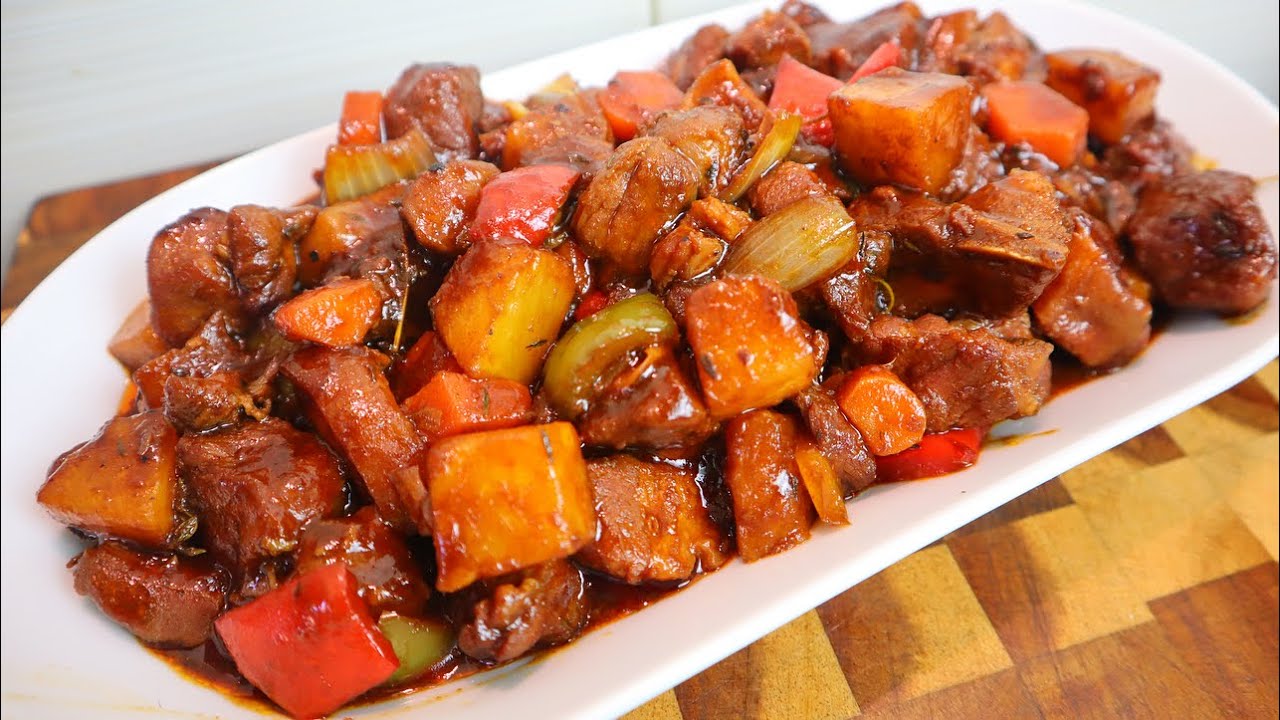 Jamaican Style Sweet And Sour Brow Stewed Pork - Pantry Vault