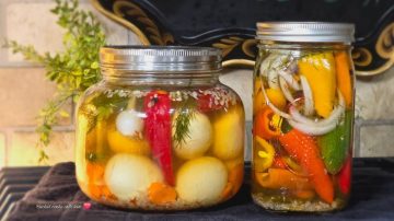 Easy Pickled Eggs and Sweet and Spicy Mini Peppers