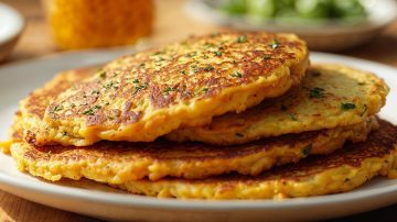 Zucchini Pancakes with Cheddar Cheese