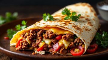 Cheesy Tortilla Recipe with Minced Meat and Vegetables