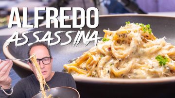 Experimental Alfredo Pasta with Charred Spaghetti