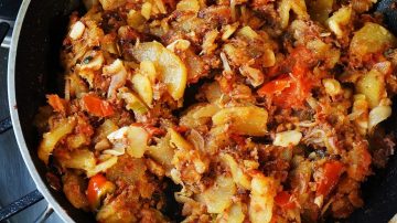 Fry Aloo With Corned Mutton