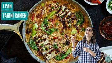 Creamy Tahini Ramen with Teriyaki Tofu