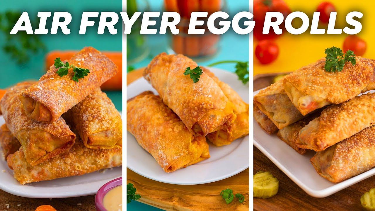 Air Fryer Egg Rolls 3 Ways – Pork, Cheeseburger & Buffalo! - Pantry Vault